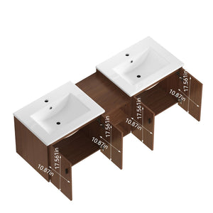 English Elm 60in Reddish Brown Mdf Bathroom Vanity with Soft Close Doors and Versatile Storage W3133S00022