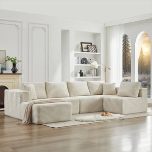 English Elm 106" Cloud Sectional Couch - Modern L-Shape Modular Sofa With Plush Corduroy, No Assembly Needed! W1143S00026