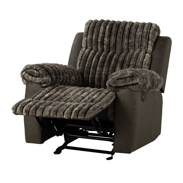 English Elm Transitional Glider Recliner with No-Gap Footrest, Plush Pillow Arms and Attached Back Cushion for Comfort Brown 30 L x 35 W x 26 H B2741P395238