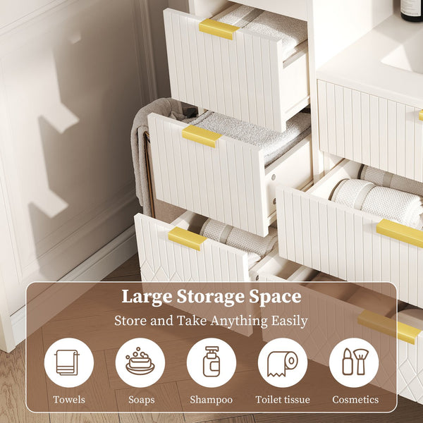 English Elm Wall Mounted Floating Cabinet with Adjustable Height and Modular Design for Custom Bathroom Storage White N710P324099K