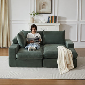 English Elm 99-inch Corduroy L-shaped Sectional Sofa with Reversible Chaise and Neck Pillow Support W834S00614