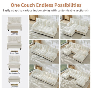 English Elm 107" Modular Cloud Sectional Sofa Deep Seat Chenille Couch for Living Room W714S01677