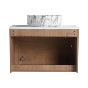 English Elm 30'' Wall-Mounted Bathroom Vanity With Elegant Ceramic Art Sink, Soft-Close Doors & Space-Saving Design W999S00390