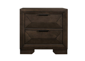 English Elm Contemporary Chesky 2-Drawer Nightstand in Warm Espresso Birch Veneer with Raised Panel Front, Metal Pulls B011P225192
