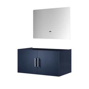 English Elm Navy Blue Bath Vanity Set With 36" Led Mirror - Modern Style, Ample Storage & Easy Installation! B2731S00534