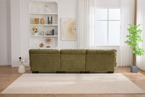 English Elm United We Win U-Shaped Cloud Couch In Pelletized Velvet With 2 Ottomans & Lumbar Pillows For Cozy Living W1568S00197-GIGA