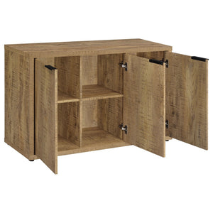 English Elm Pamplona Mango Brown 3-Door Industrial Accent Cabinet With Adjustable Shelves For Modern Storage Solutions B062P299946-GIGA