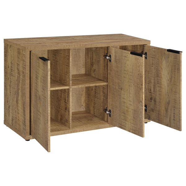 English Elm Pamplona Mango Brown 3-Door Industrial Accent Cabinet With Adjustable Shelves For Modern Storage Solutions B062P299946-GIGA