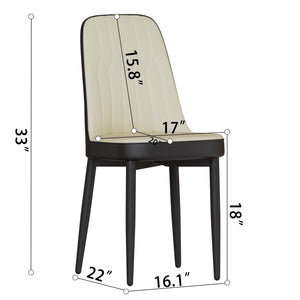 English Elm 63" Medieval Modern Cream Mdf Dining Table & 4 Pu Chairs Set With Black Metal Legs For Home Use W2189S00691