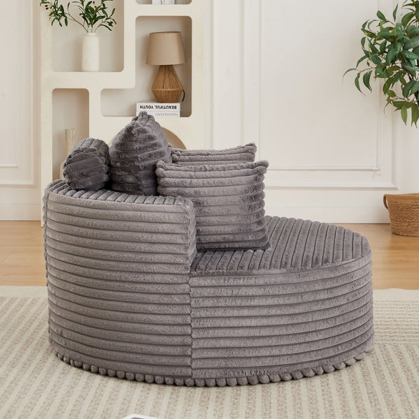 English Elm 50"l Corduroy Oversized Sleeper Chair with Neck Pillow Support for Lounge or Bedroom Grey W834P405864