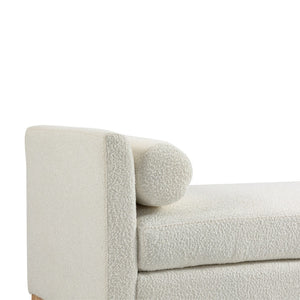 English Elm 54.3"w Boucle Upholstered Bench with Bolster Pillows Pocket Spring Cushion Wood Legs W3188P410646
