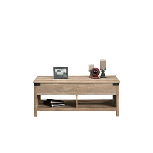 English Elm Lift-Top Coffee Table With Hidden Storage & Open Shelves - Modern Brown Finish For Versatile Living Spaces B356P367802