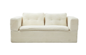 English Elm Multi Functional Sectional Sofa Bed Plush Corduroy Convertible 80" King Sleeper with Chaise, Deep Fluff Beige W3219P339464