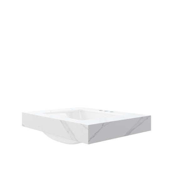English Elm 30" Carrara White Sintered Stone Countertop Undermount Ceramic Basin Bathroom Vanity Top W2615P445749