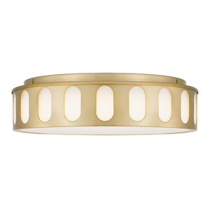 English Elm 15.15-in Warm Brass Dimmable Led Flush Mount for Bedroom Hallway or Entryway Antique Brass B370P394547