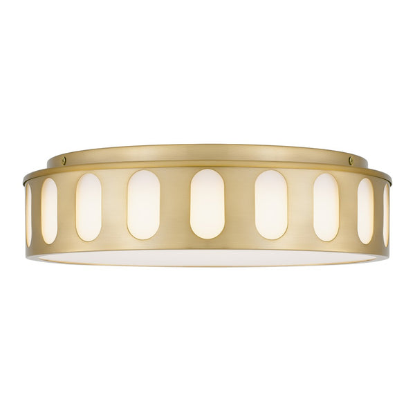 English Elm 15.15-in Warm Brass Dimmable Led Flush Mount for Bedroom Hallway or Entryway Antique Brass B370P394547