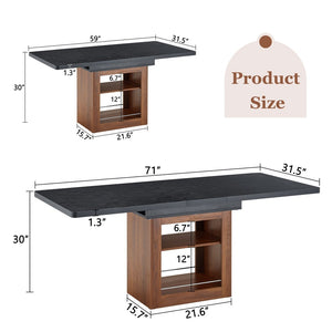 English Elm An Extendable Mdf Dining Table with Open Shelf Storage Seats up to Eight Black,Walnut W1151S04668