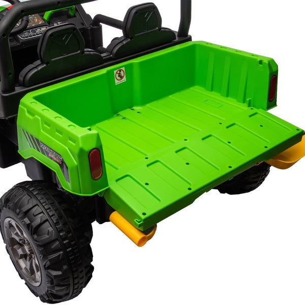 English Elm 24v Kids Ride on Dump Truck Two Seat Electric Utv with Tilting Bed and Remote Control Green W1578P188523