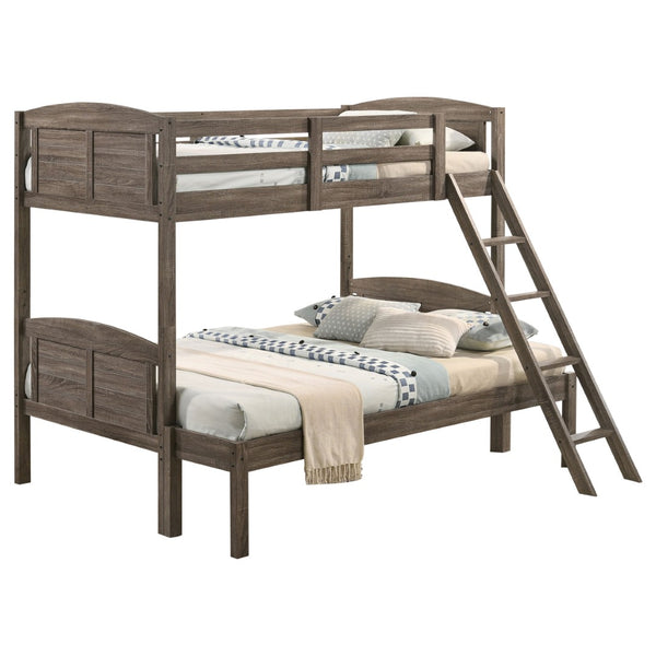 English Elm Edmondson California King Platform Bed with Storage Bookcase Headboard in Grey Oak B062S01778