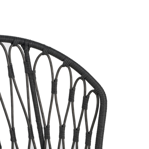 English Elm Christopher Knight Home® - TAVON Woven Rattan Dining Chairs (2-Pack) with Gray Cushions, Sturdy Iron Frame, 300 lb Capacity N762P240772E