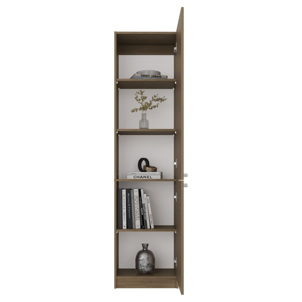 English Elm Butte Tall Two-tone Oak Bookcase with Concealed Doors and Open Shelves for Home Office B097P480465