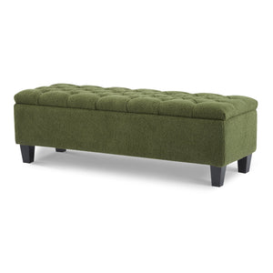 English Elm Christopher Knight Home® - Ottoman tufted storage bench with boucle cushion, diamond stitch elegance, soft-close lid, sturdy legs Green N779P294331G