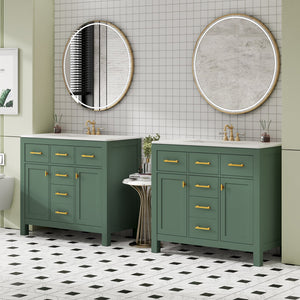 English Elm 72'' Modern Bathroom Vanity Set With Ceramic Sink, Ample Storage, Solid Wood Frame & Green Finish N710SS00011F