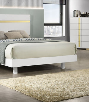 English Elm White Modern Queen Bed With Underbed Led Lighting, Acrylic Trim & Wooden Headboard For Stylish Comfort B2741S00170-GIGA