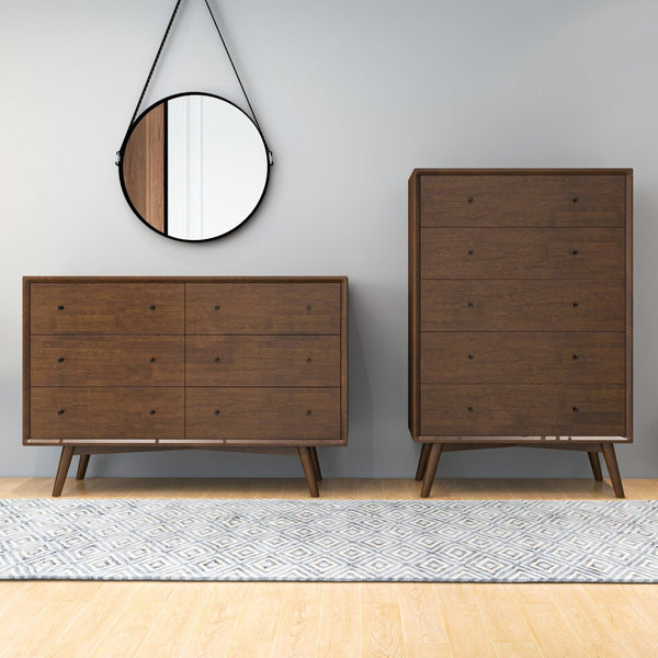 English Elm Caroline Solid Wood Dresser with Tapered Legs for a Mid Century Modern Bedroom B183P201692