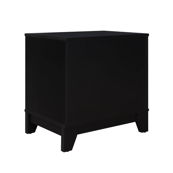 English Elm Sheridan 22" Nightstand with Cane-Style MDF Finish, Full-Extension Drawer, Solid Wood Legs Black B365P398186