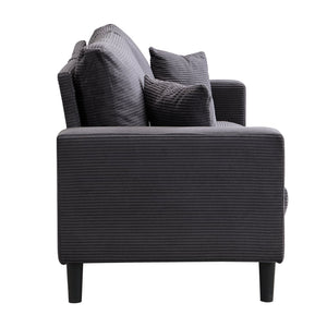 English Elm 74" Three Seat Sofa Hardwood Frame High Density Foam Upholstered Modern Living Room Dark Gray W311P221223