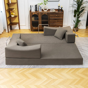 English Elm 2-In-1 Convertible Modular Sofa Bed With Memory Foam - Stylish Khaki Couch, No Assembly Needed! W3653P355640