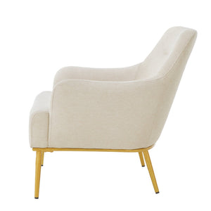 English Elm Modern Chenille Armchair with Curved Back Gold Legs Plush Accent Seat for Any Room Beige N763P360684A