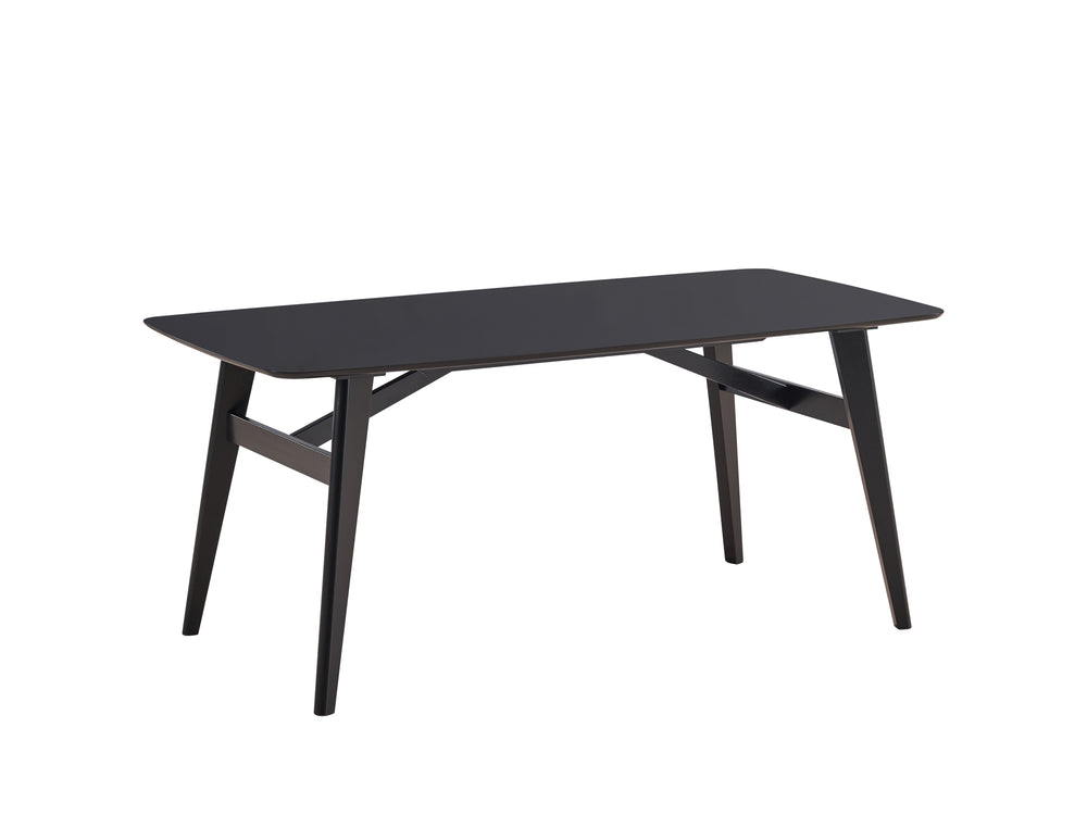 English Elm Eliora Black Finish Dining Table — Sleek Rubberwood & MDF Veneer Design, Fixed Top, 100lb Capacity B2726P315590