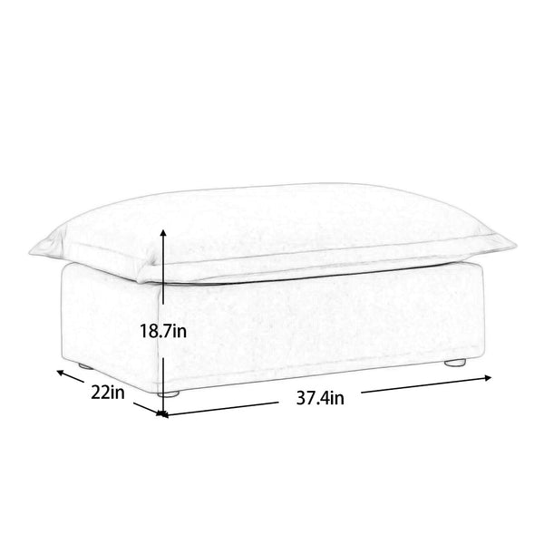 English Elm Slipcovered Chenille U-shape Sectional Deep Seat Cloud Couch with Reversible Ottoman W3041S00121