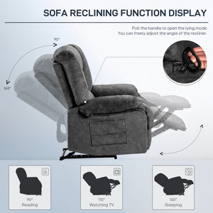 English Elm Living Space Massage Recliner Chair with Lumbar Heat Vibration and Full Body Support Grey W1403P457321