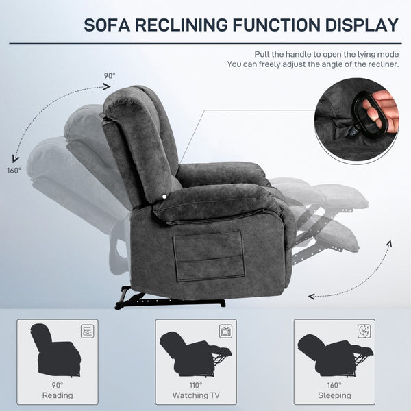 English Elm Living Space Massage Recliner Chair with Lumbar Heat Vibration and Full Body Support Grey W1403P457321