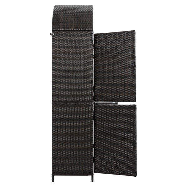 English Elm K&k Tall Arched Pe Rattan Outdoor Storage Cabinet with Adjustable Shelves and Steel Frame Brown+Black N707P420158D