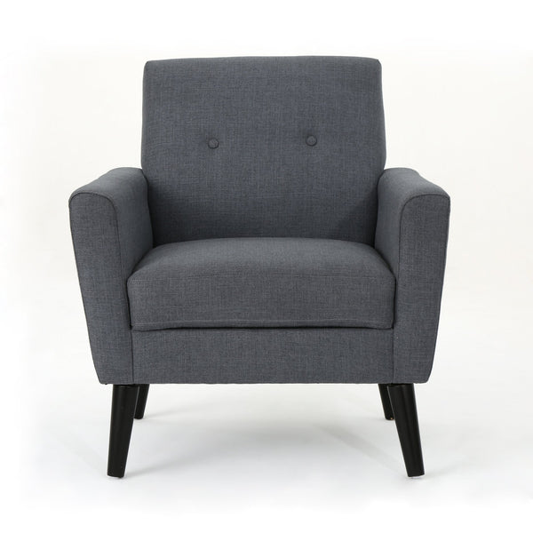 English Elm Christopher Knight Home® - CLUB Vintage-Inspired Fabric Club Chair with Nailhead Trim & Scroll Arms, Birch Legs, Contemporary Comfort DARK GREY 31.5 L x 27.75 W x 18.5 H 60848.00DGY