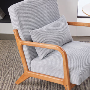 English Elm Mid-Century Upholstered Accent Chair Light Gray — Ergonomic Solid Wood Frame, Cozy Reading Pillow, Versatile Home Seating W2989P295270