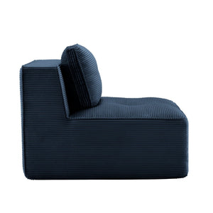 English Elm Armless Modular Sofa Seat Corduroy Upholstered Deep Cushion Living Room Lounge Chair Blue W714P364694