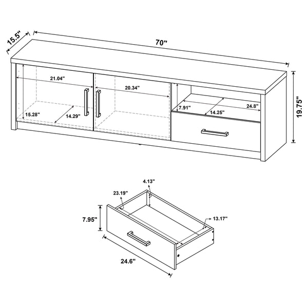 English Elm Ian Modern Black TV Stand Console with 2 Doors, Drawer & Shelf — Storage Media Center for 70" TVs B062P378249