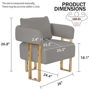 English Elm TS Teddy fleece upholstered decorative chair with gold metal legs, ergonomic plush seat for comfort and style Grey W2311P237967