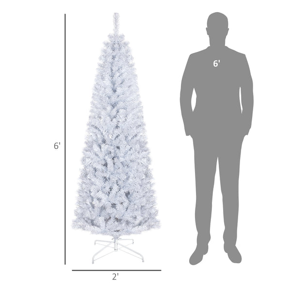 English Elm Homcom 6Ft Slim Douglas Fir Christmas Tree - Unlit, Realistic Branches, Perfect For Small Spaces & Decor W2225P249648