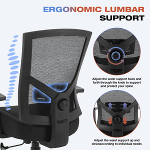 English Elm Big and Tall Ergonomic Mesh Chair 600lb Capacity Lumbar Support Memory Foam Seat W1521P483028