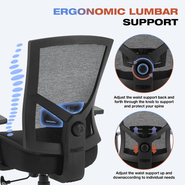 English Elm Big and Tall Ergonomic Mesh Chair 600lb Capacity Lumbar Support Memory Foam Seat W1521P483028
