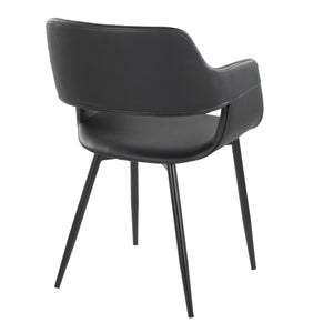 English Elm Margarite Contemporary Dining Chairs Set Of 2 - Stylish Black Metal & Faux Leather For Modern Spaces B202S01272