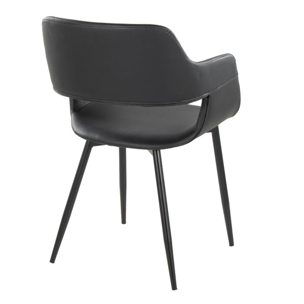 English Elm Margarite Contemporary Dining Chairs Set Of 2 - Stylish Black Metal & Faux Leather For Modern Spaces B202S01272