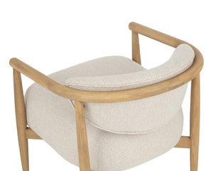 Sunpan SIGRID Lounge Chair - Elegant Light Oak Frame with Monument Oatmeal Upholstery for Stylish Comfort 112153
