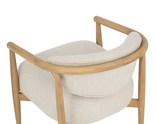 Sunpan SIGRID Lounge Chair - Elegant Light Oak Frame with Monument Oatmeal Upholstery for Stylish Comfort 112153